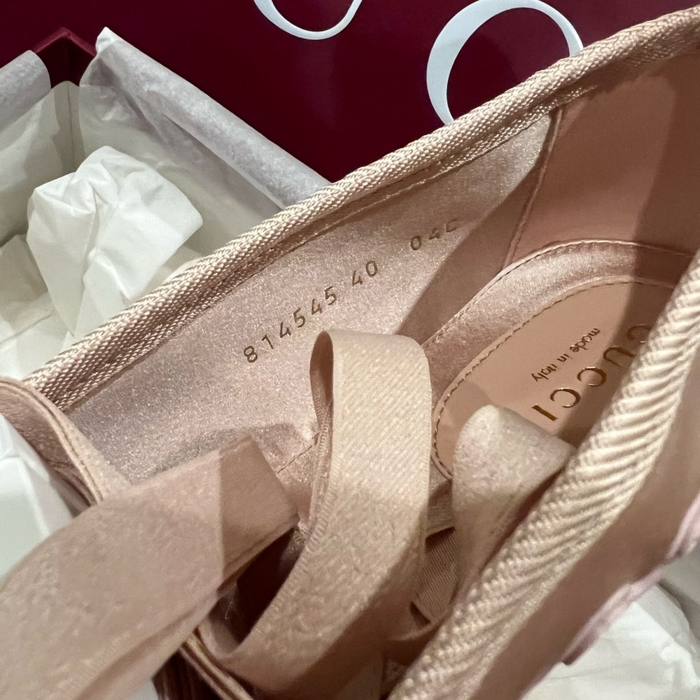 New Gucci Light Pink Ribbon Ballet Flats GG logo - Picture 15 of 15